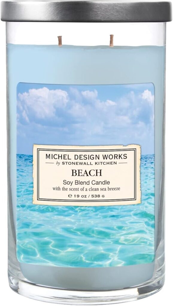 Michel Design Works Large 19oz Soy Blend Tumbler Candle with Lid, Beach Scent